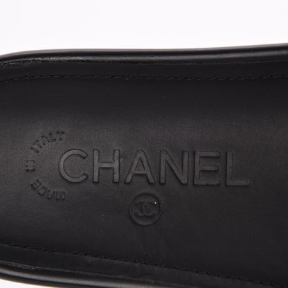 Chanel Tweed Lambskin Chain Flat Sandals 36 Black Silver 6 of 7