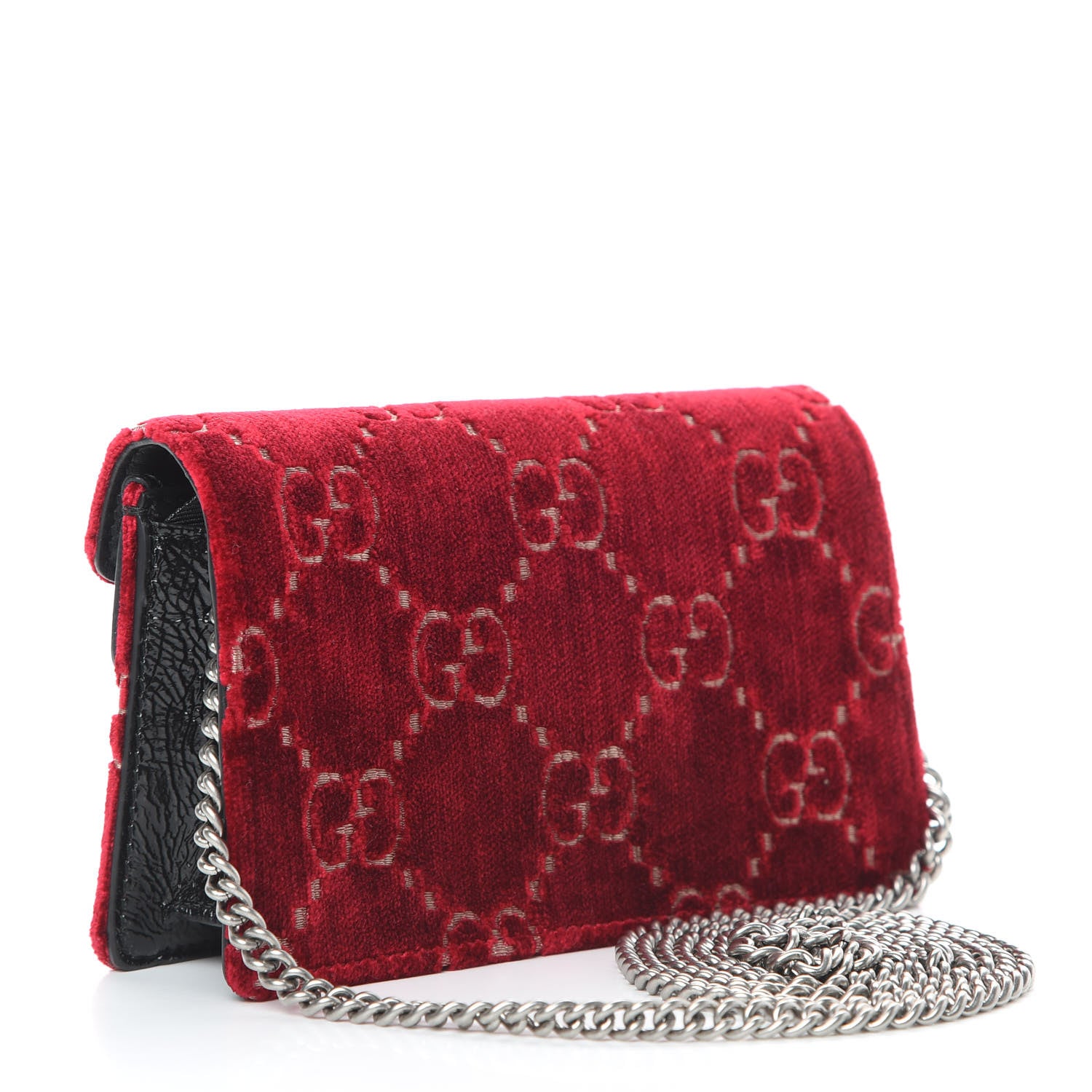 Gucci Velvet GG Monogram Super Mini Dionysus Shoulder Bag Red Cipria Black 3 of 13