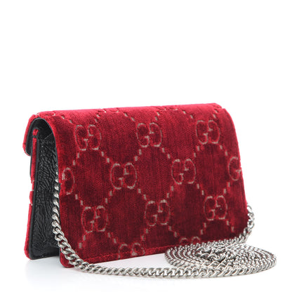 Gucci Velvet GG Monogram Super Mini Dionysus Shoulder Bag Red Cipria Black 3 of 13