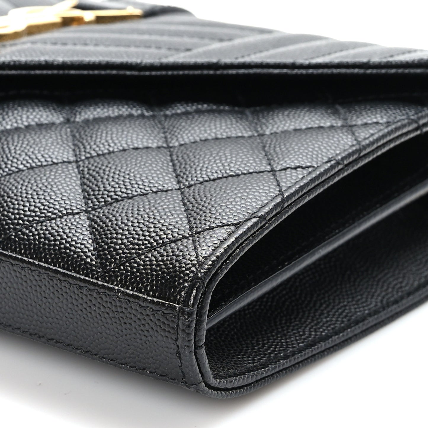 Grain De Poudre Mixed Matelasse Triquilt Monogram Chain Wallet Black