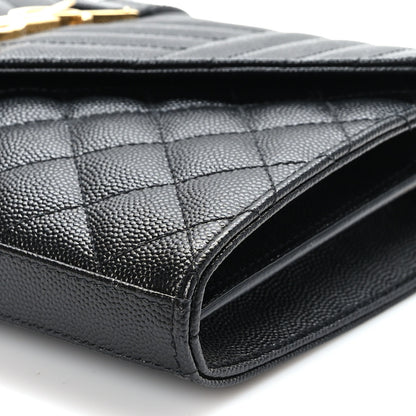Saint Laurent Grain De Poudre Mixed Matelasse Triquilt Monogram Chain Wallet Black 8 of 9
