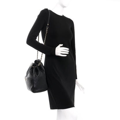 Chanel Lambskin Quilted Large Drawstring Bag Black 2 of 13
