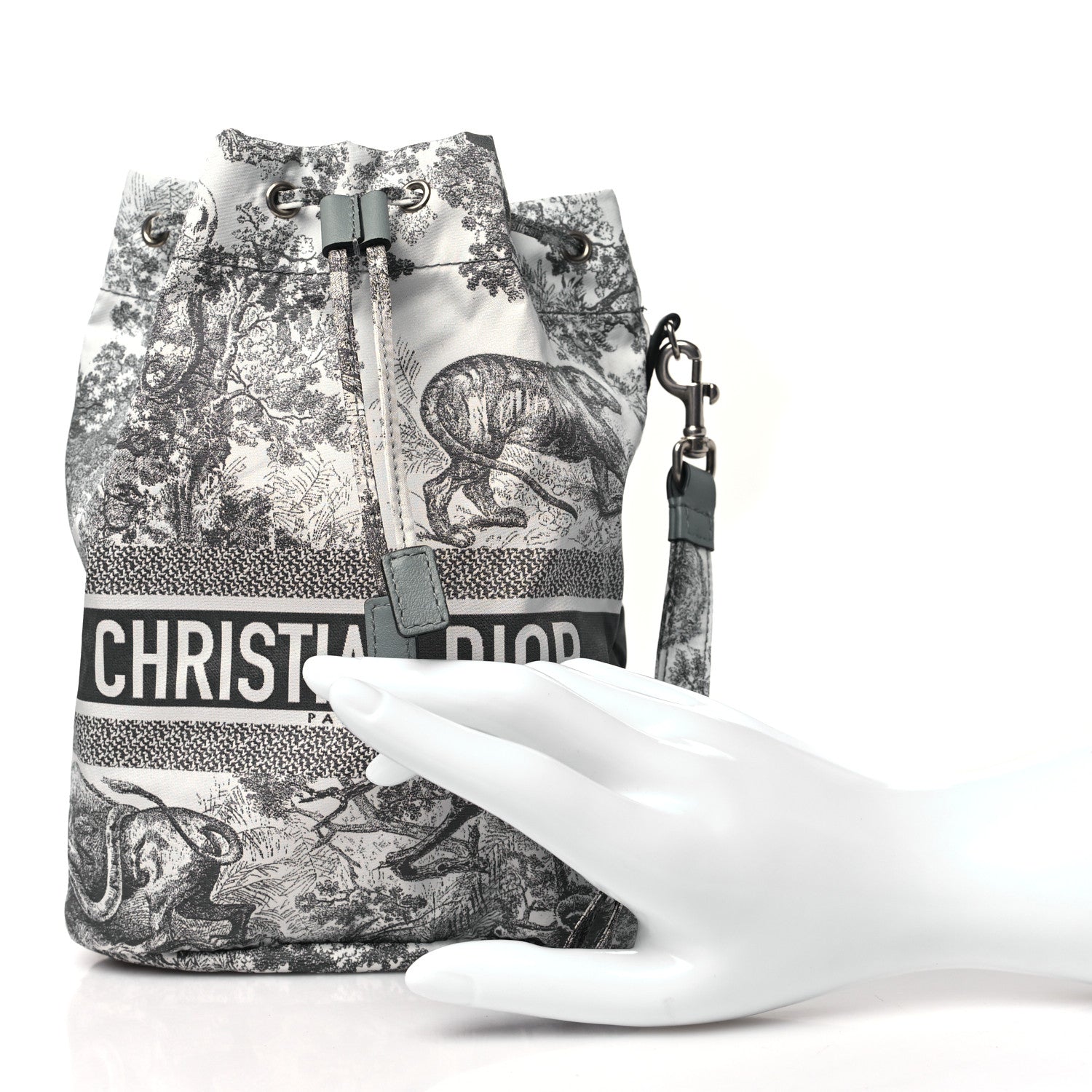 Christian Dior Technical Fabric Embroidered Toile De Jouy Sauvage DiorTravel Pouch Grey 2 of 10
