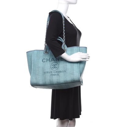 Chanel Mixed Fibers Striped Medium Deauville Tote Blue 2 of 11