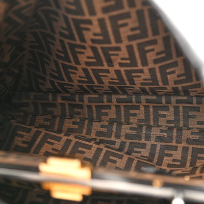 Fendi Goatskin Zucca Large Peekaboo Iconic Satchel Black Tobacco 6 of 14