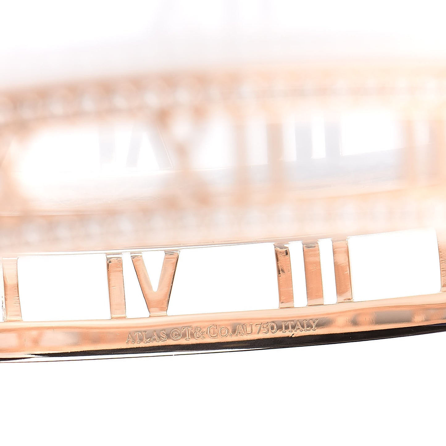 18K Rose Gold Diamond Atlas Open Hinged Bangle Bracelet