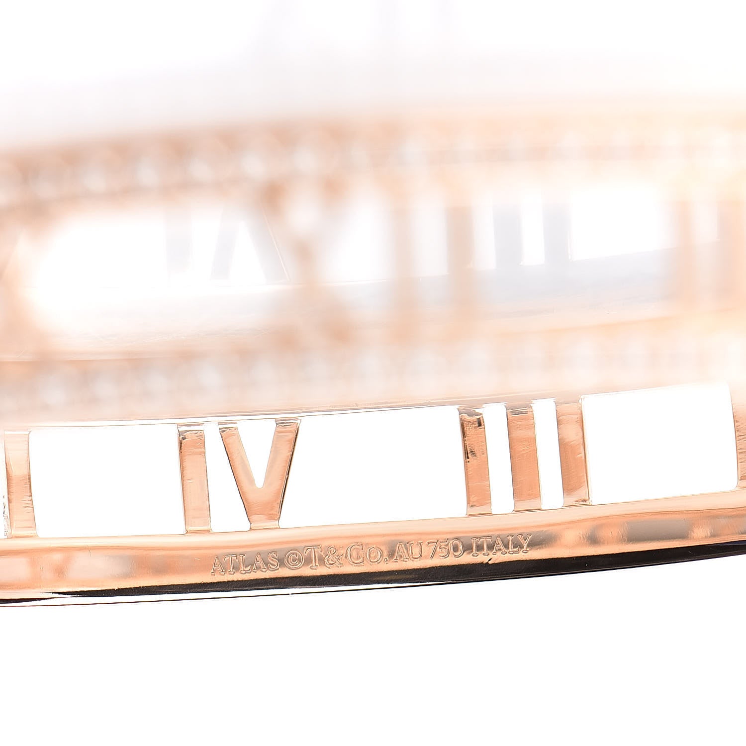 Tiffany 18K Rose Gold Diamond Atlas Open Hinged Bangle Bracelet 4 of 5