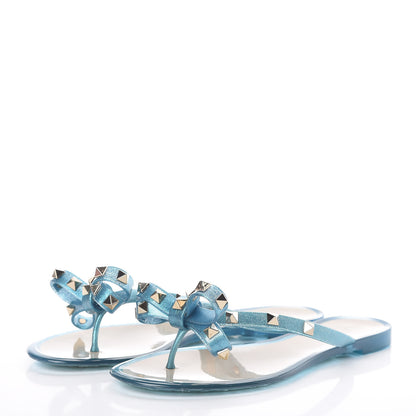 Valentino Garavani PVC Jelly Glitter Rockstud Bow Thong Sandals 36 Cerulean 3 of 8