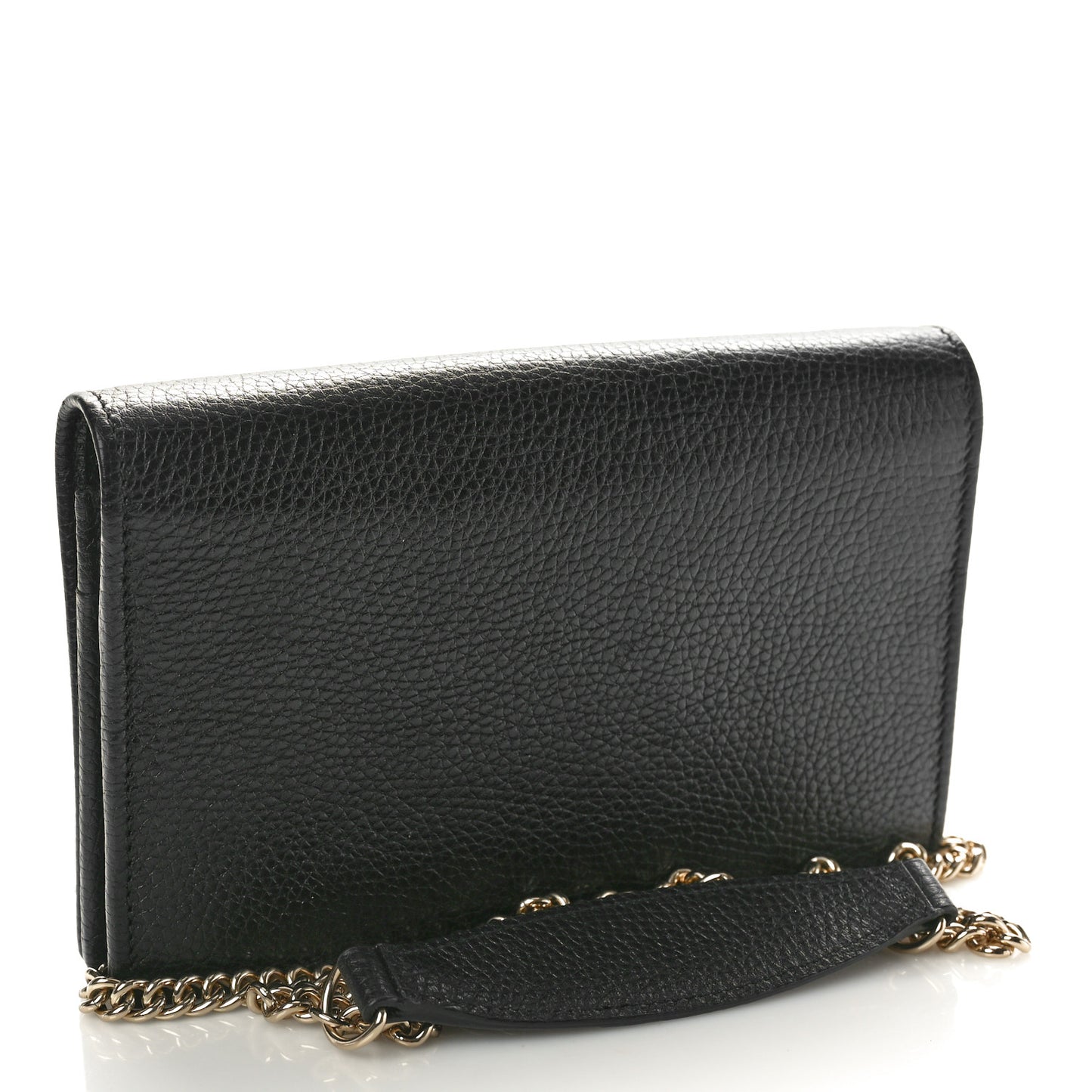 Pebbled Calfskin Soho Wallet On Chain Black