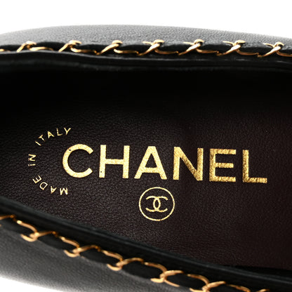Chanel Lambskin Patent Cap Toe Chain Around Ballerina Flats 38.5 Black 7 of 11