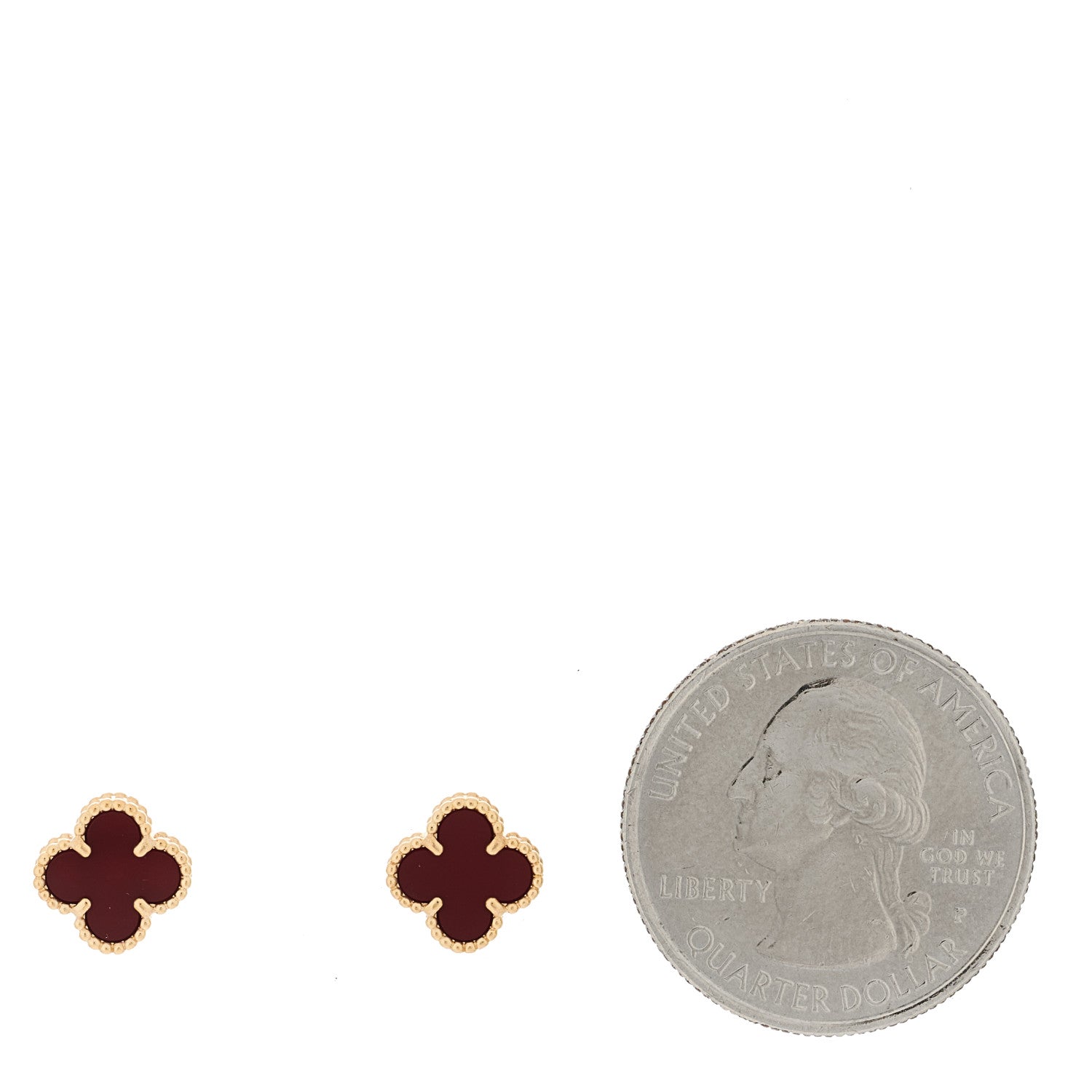 Van Cleef & Arpels 18K Rose Gold Carnelian Sweet Alhambra Earrings 2 of 4