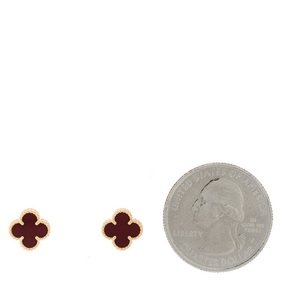 Van Cleef & Arpels 18K Rose Gold Carnelian Sweet Alhambra Earrings 2 of 4