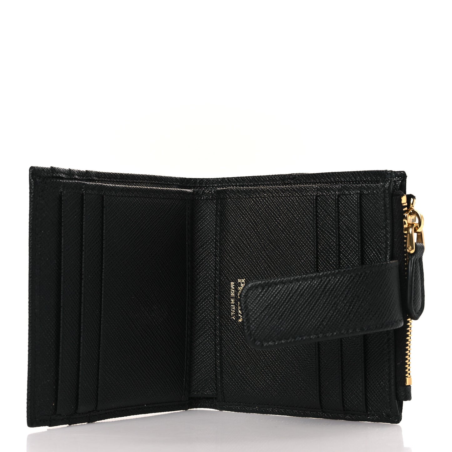 Saffiano Metal Card Holder Compact Wallet Black