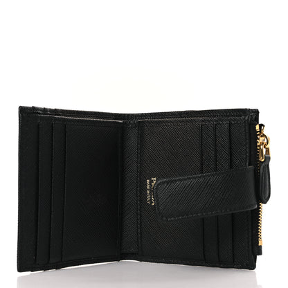 Prada Saffiano Metal Card Holder Compact Wallet Black 5 of 6