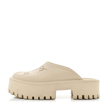 Gucci Rubber GG Monogram Perforated Elea Platform 55mm Lug Sole Sandals 38 Mystic White 1 of 9