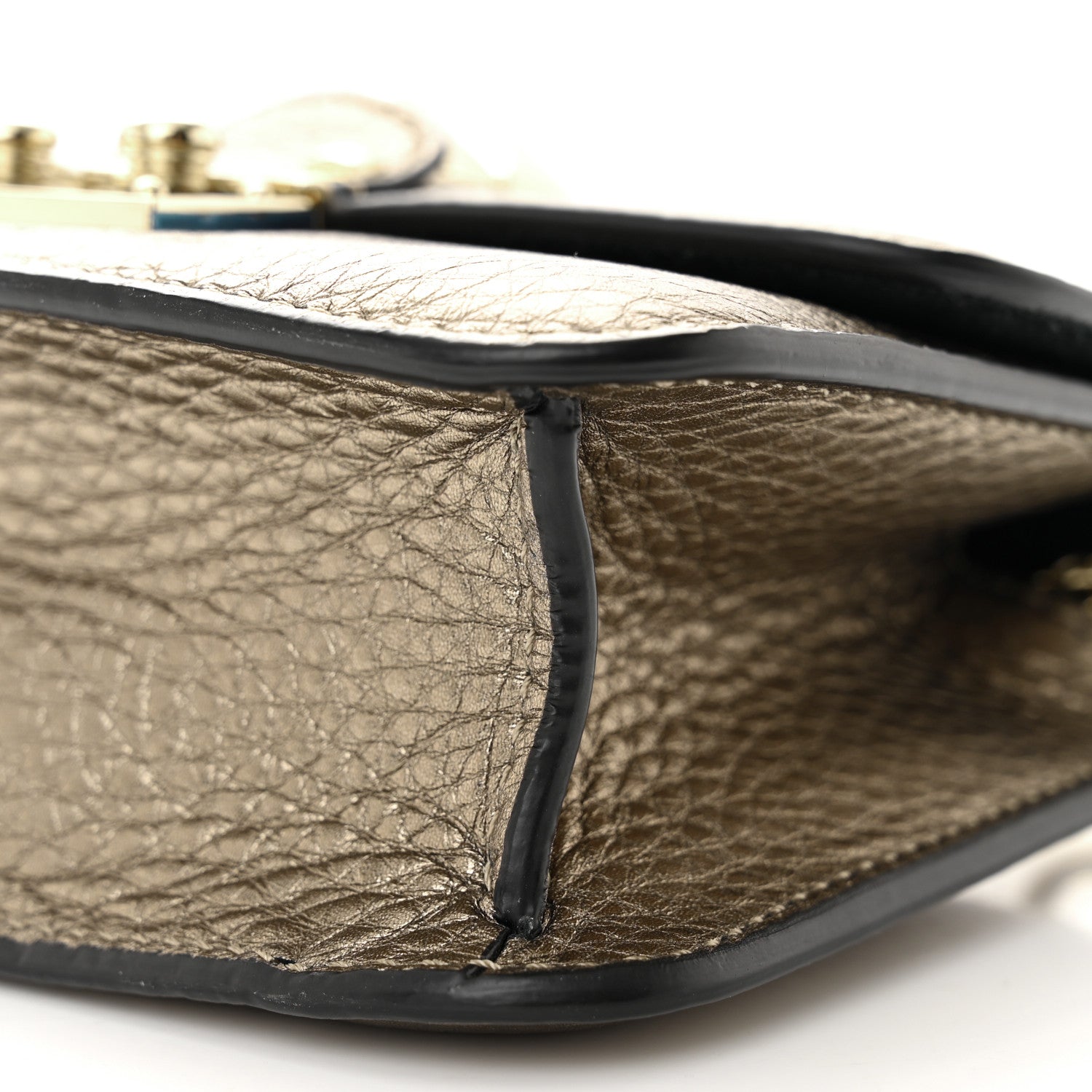 Valentino Garavani Metallic Pebbled Calfskin Mini Glam Lock Rockstud Flap Skin 9 of 12