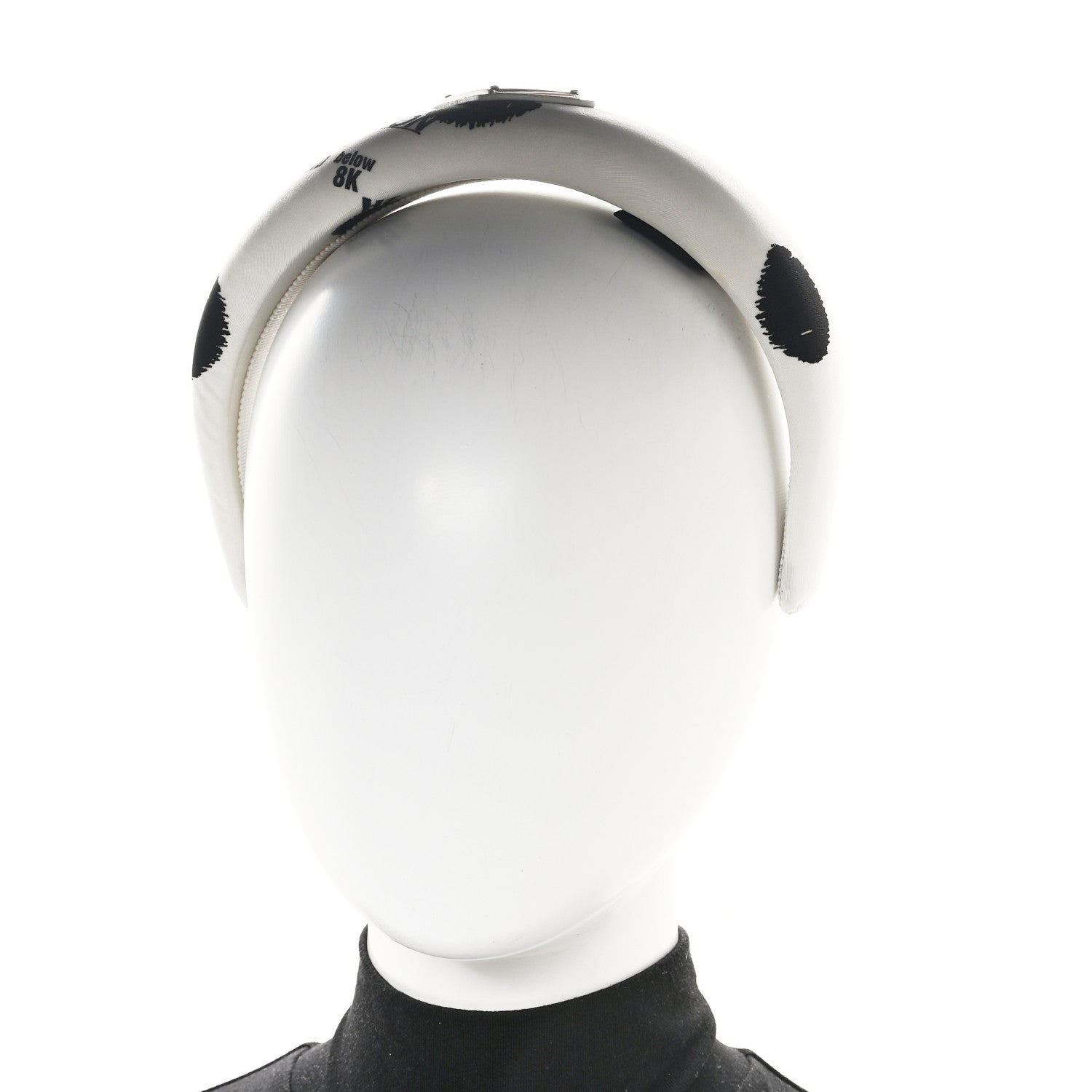 Prada Re-Nylon Printed Metal Triangle Logo Headband Black White 2 of 6