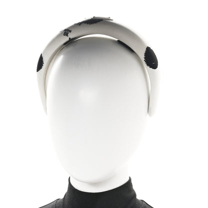 Prada Re-Nylon Printed Metal Triangle Logo Headband Black White 2 of 6