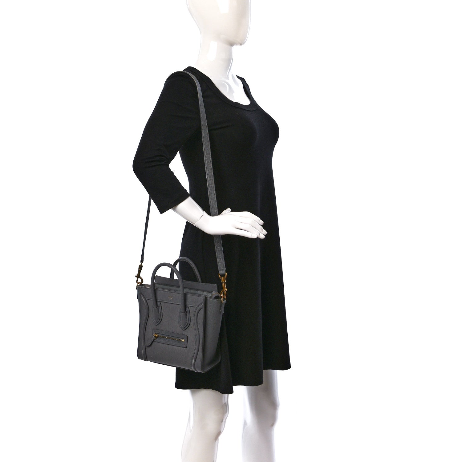 Celine Baby Drummed Calfskin Nano Luggage Kohl 2 of 11