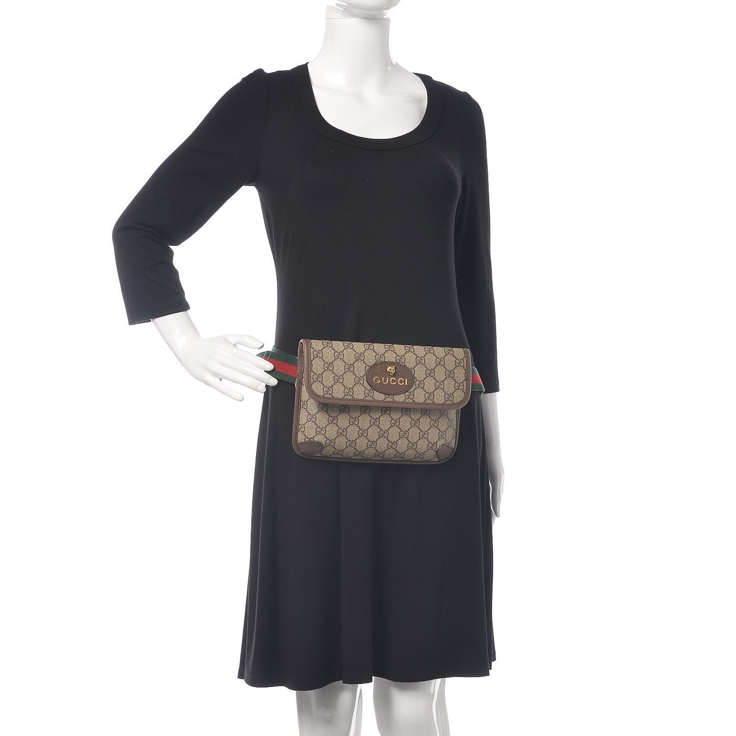 GG Supreme Monogram Neo Vintage Web Belt Bag Brown