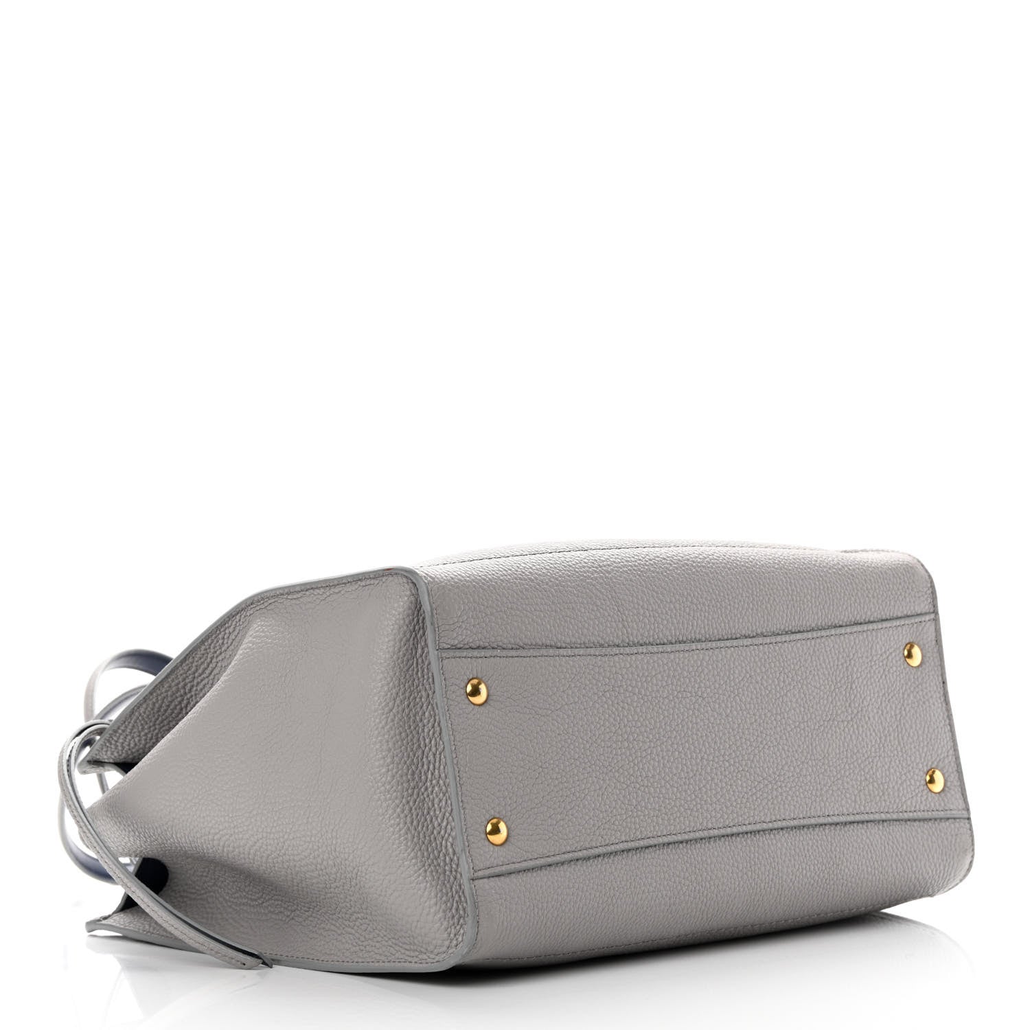 Salvatore Ferragamo Hammered Calfskin Double Handle Medium Amy Tote Grey Navy 4 of 14