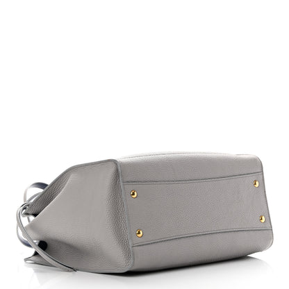 Salvatore Ferragamo Hammered Calfskin Double Handle Medium Amy Tote Grey Navy 4 of 14