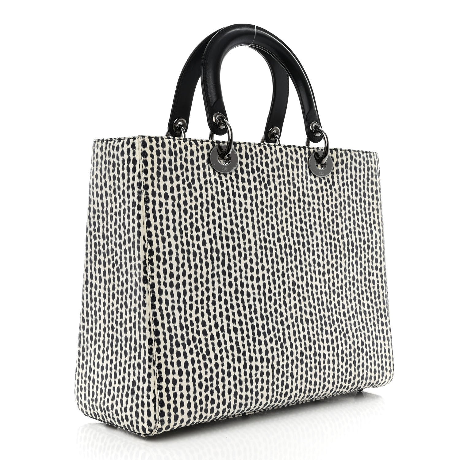 Christian Dior Snakeskin Large Lady Dior Black White 3 of 10