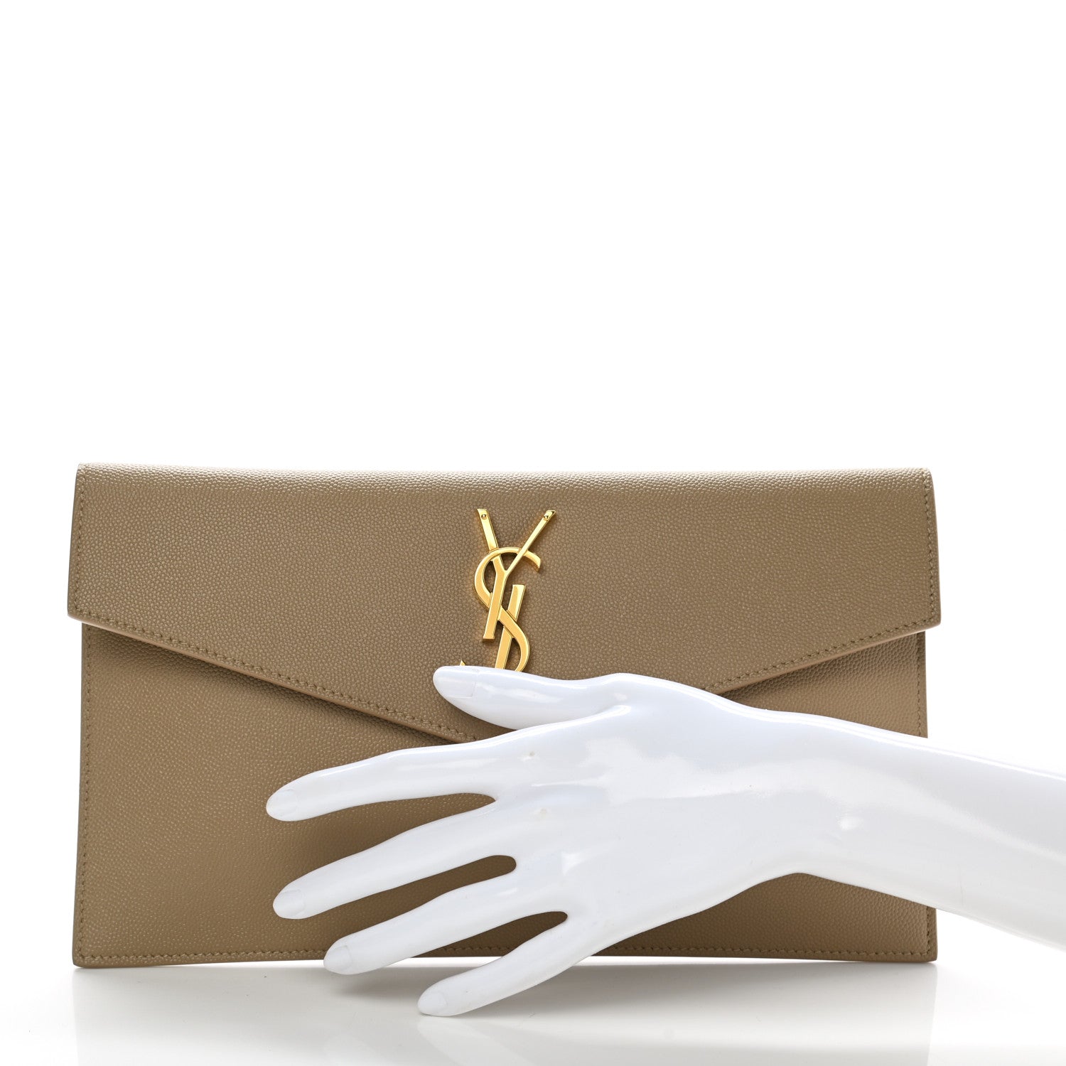 Saint Laurent Grain De Poudre Uptown Pouch Dark Beige 2 of 6