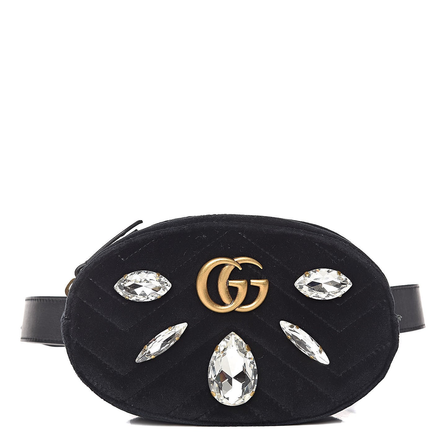 Velvet Matelasse Marquise Crystals GG Marmont Belt Bag 75 30 Black