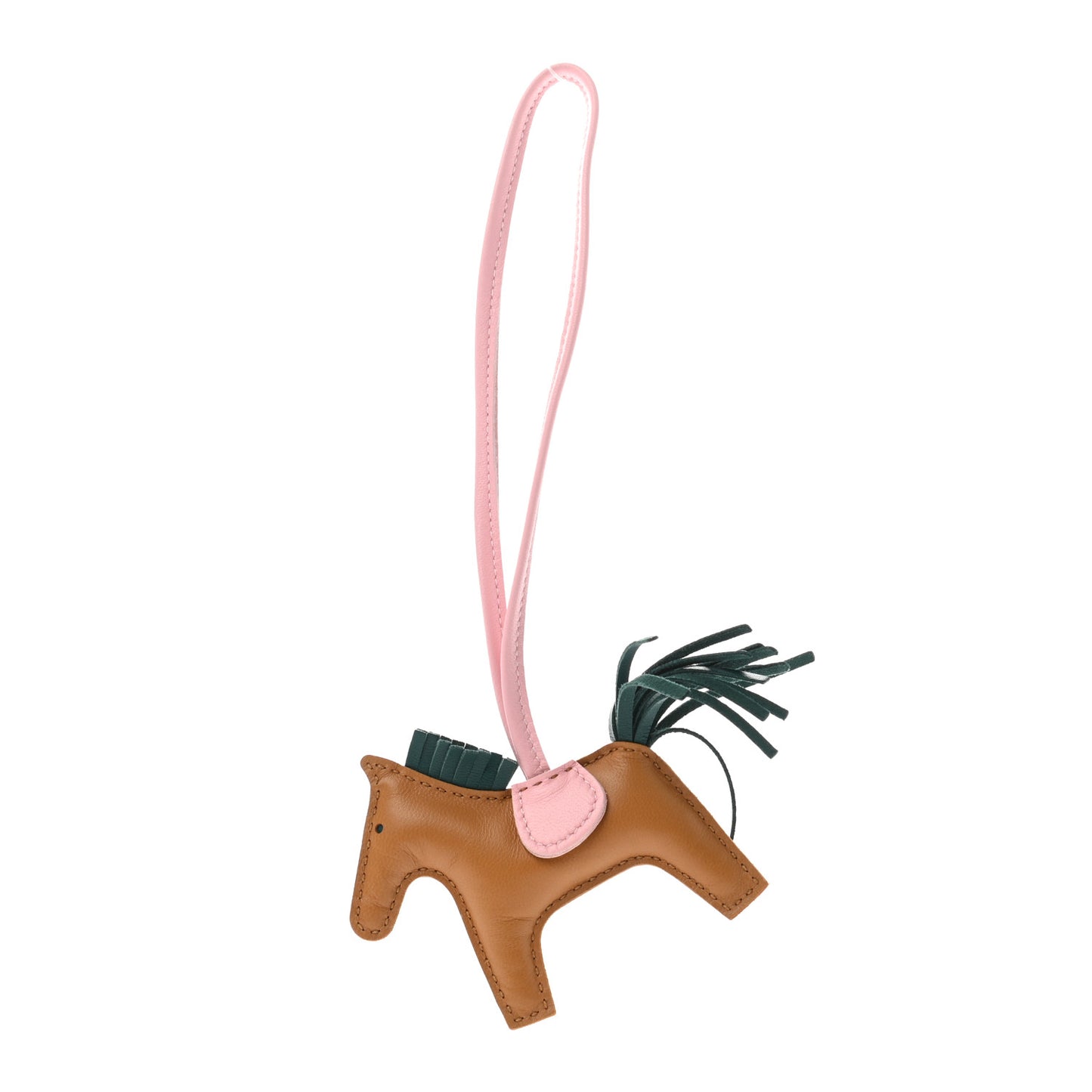 Milo Lambskin Grigri Rodeo Horse Bag Charm PM Sesame Malachite Rose Sakura
