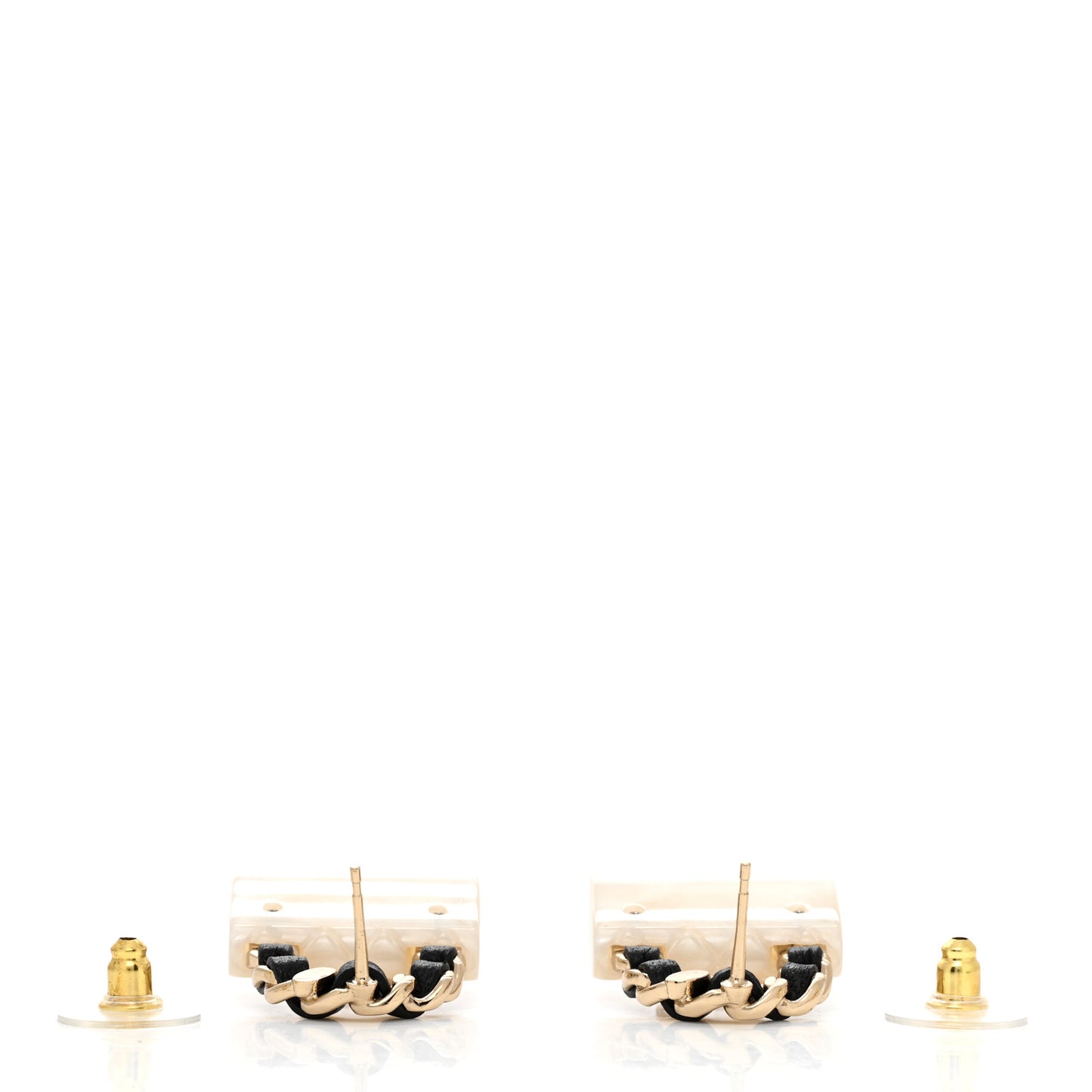 Resin Lambskin Turnlock Flap Bag Earrings Gold White Black