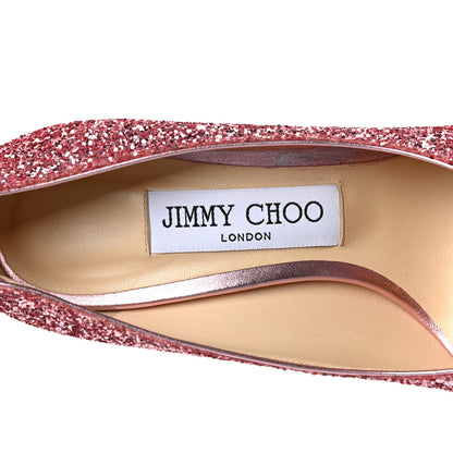 Jimmy Choo Dynamic Coarse Glitter Fabric Love 100 Pumps 36 Bubble Red 7 of 7