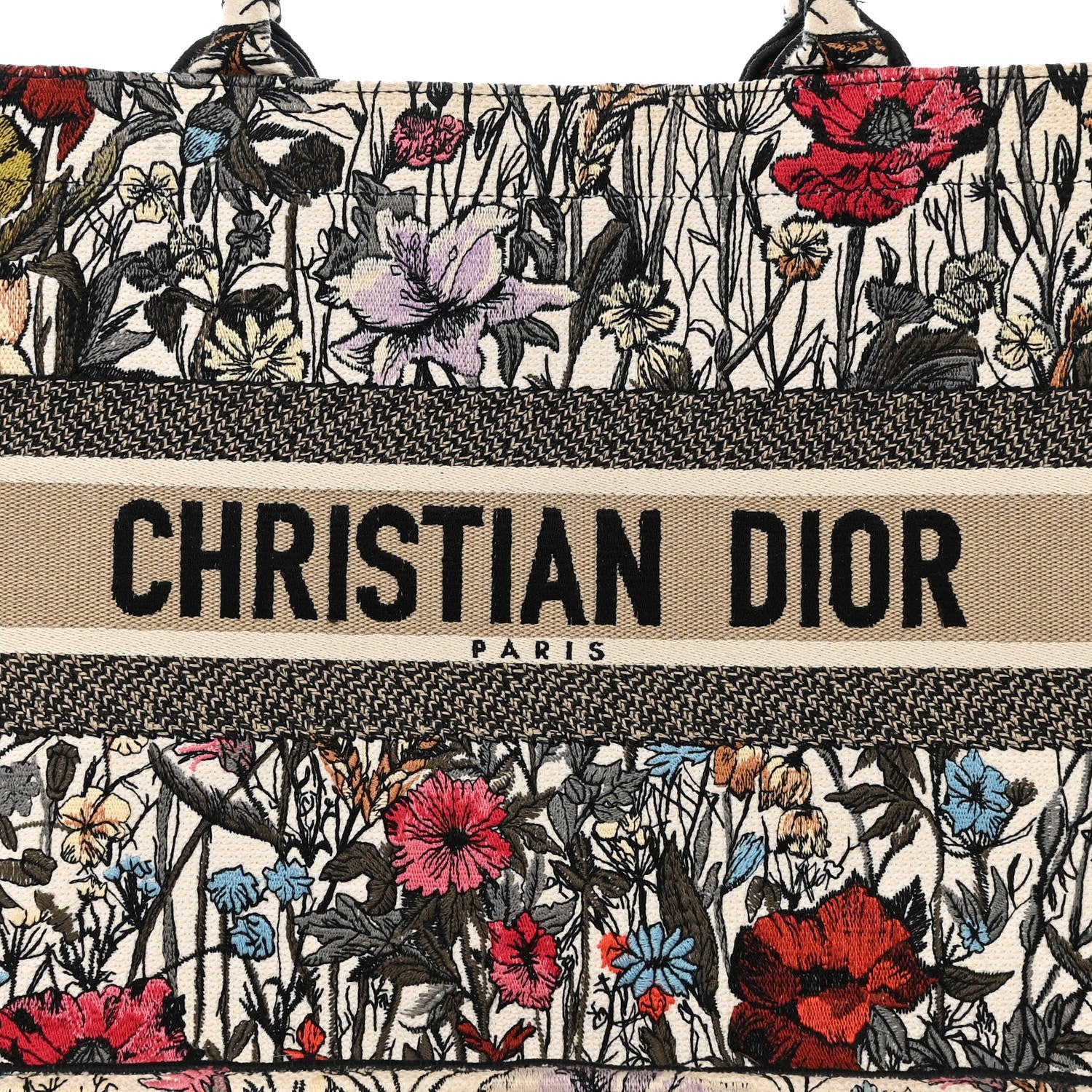 Christian Dior Canvas Embroidered Medium Mille Fleurs Book Tote Multicolor 8 of 13