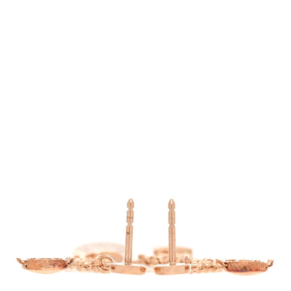 Hermes 18K Rose Gold Diamond Kelly Clochette Drop Earrings 3 of 5