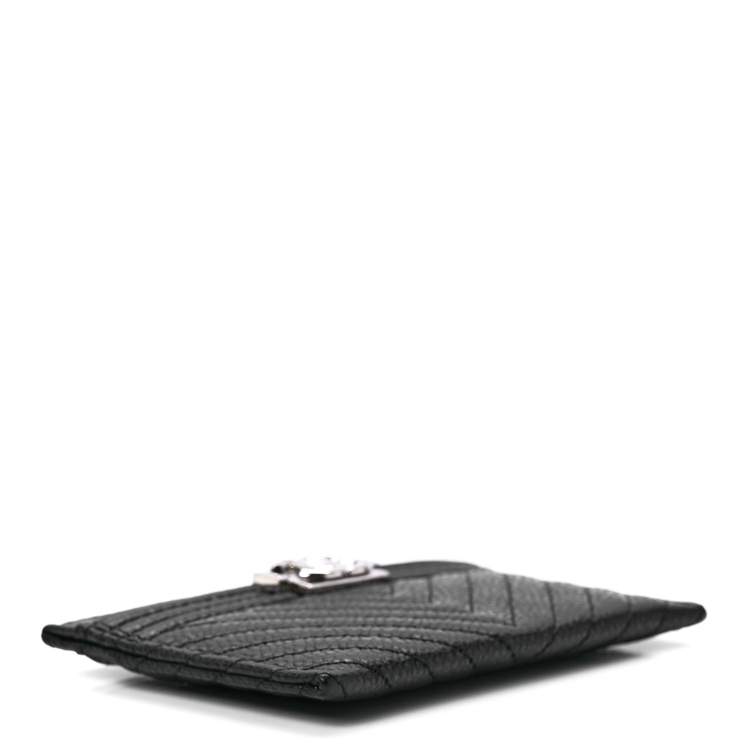 Chanel Caviar Chevron Quilted Boy Card Holder Black 4 of 12