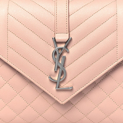 Saint Laurent Grain De Poudre Textured Mixed Matelasse Medium Triquilt Monogram Satchel Marble Pink 7 of 9
