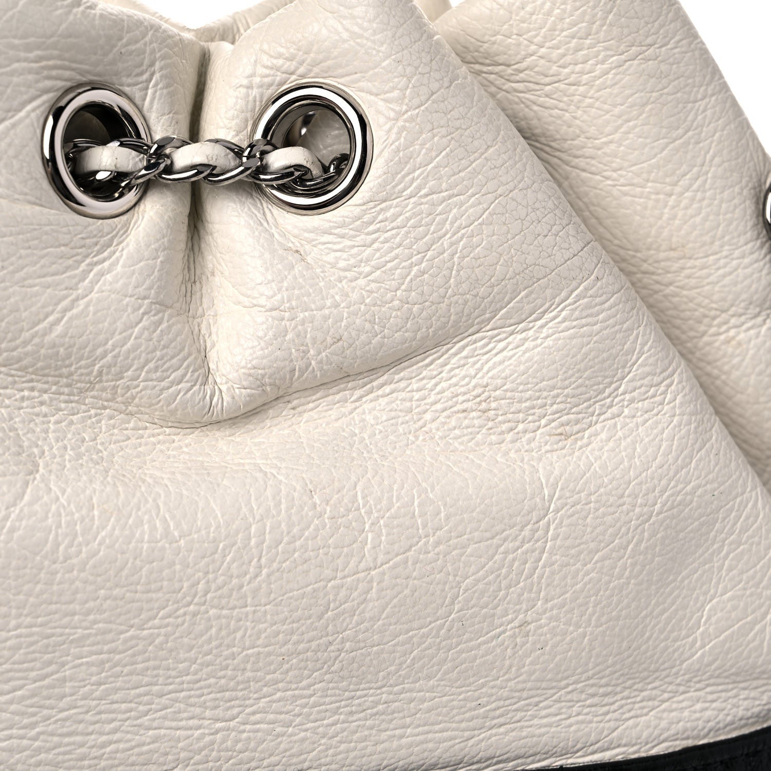 Chanel Aged Calfskin Quilted Small Gabrielle Bucket White Black 10 of 12