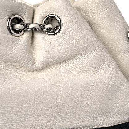 Chanel Aged Calfskin Quilted Small Gabrielle Bucket White Black 10 of 12