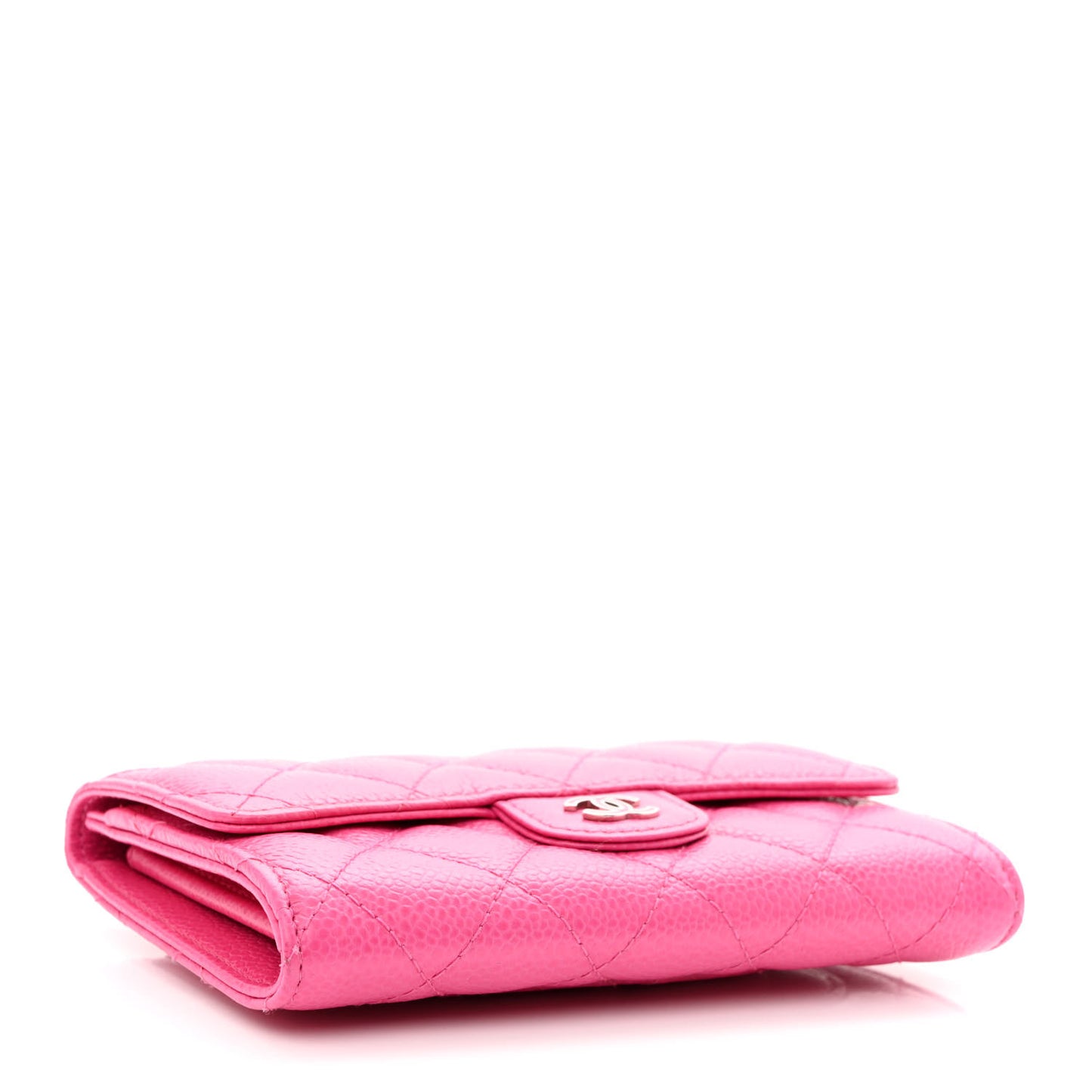 Caviar Quilted Small Flap Wallet Pink