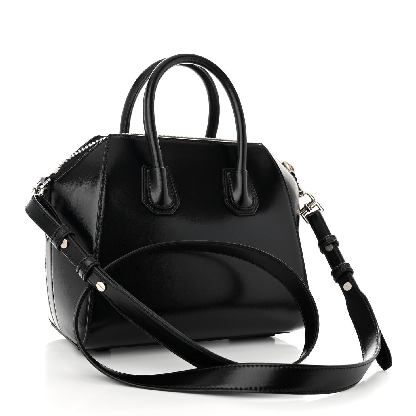 Shiny Lord Calfskin Mini Antigona Black