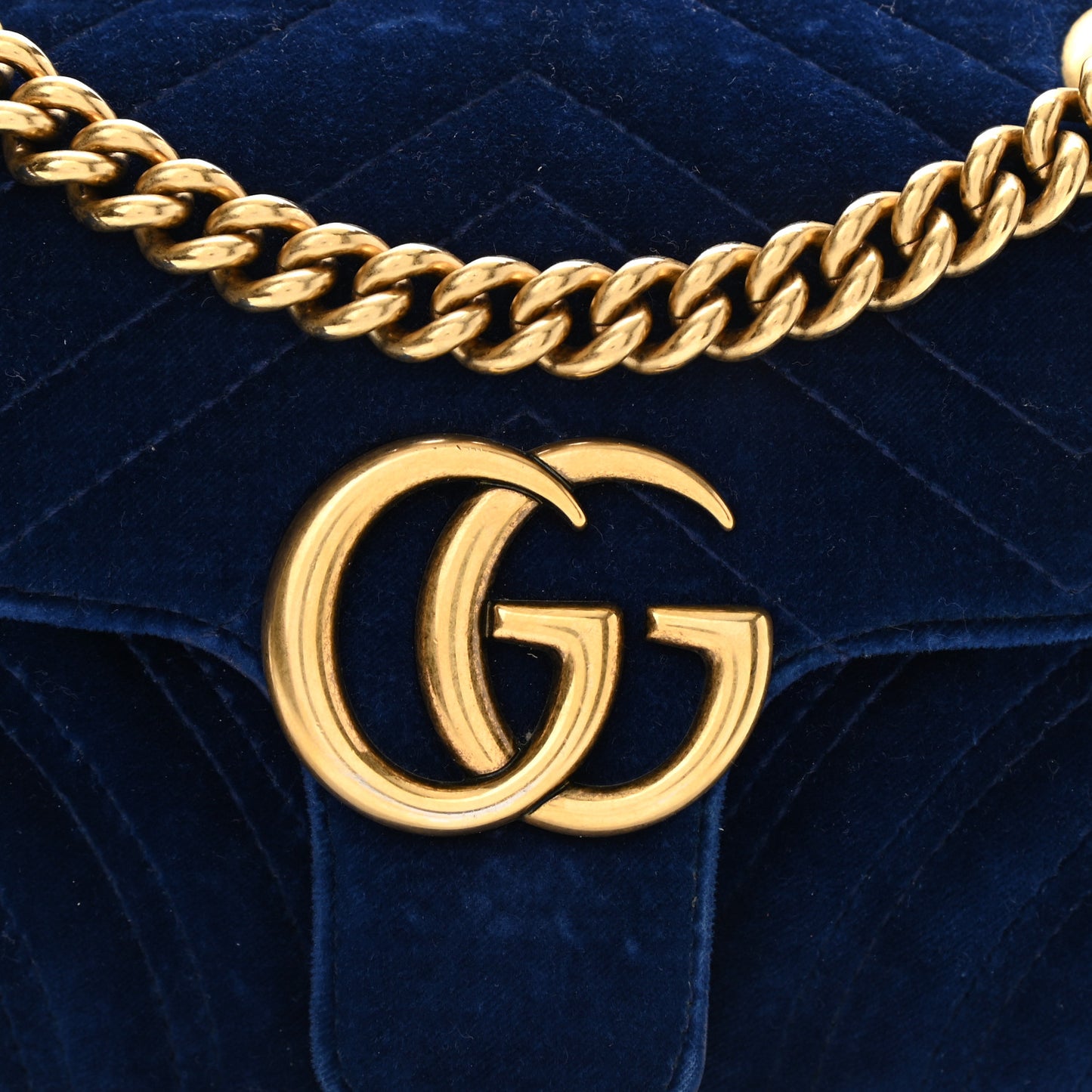 Velvet Matelasse Mini GG Marmont Shoulder Bag Cobalt Blue
