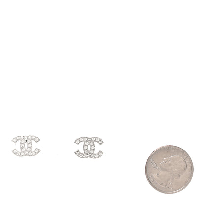 Chanel Crystal CC Earrings Silver 8 of 12