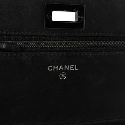 Chanel Sheepskin Chevron Reissue Wallet On Chain WOC So Black 6 of 11