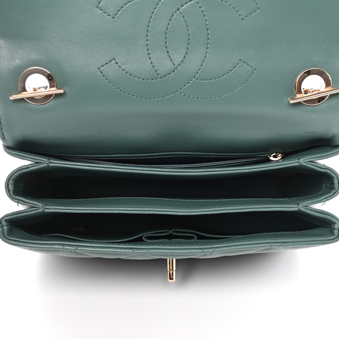 Lambskin Quilted Small Trendy CC Flap Dual Handle Bag Light Green