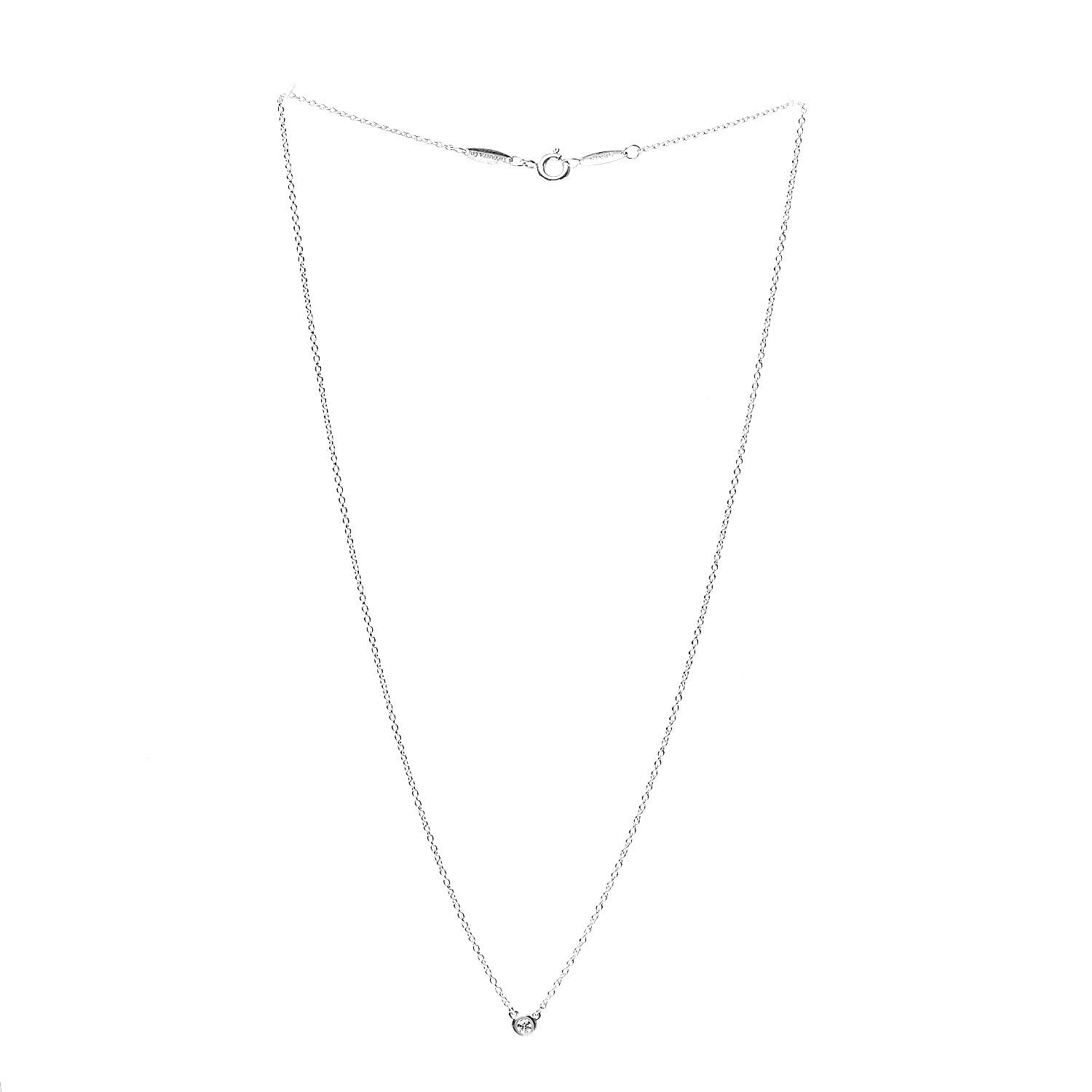 Tiffany Sterling Silver Diamond .05ct Elsa Peretti Diamonds by the Yard Pendant Necklace 2 of 5