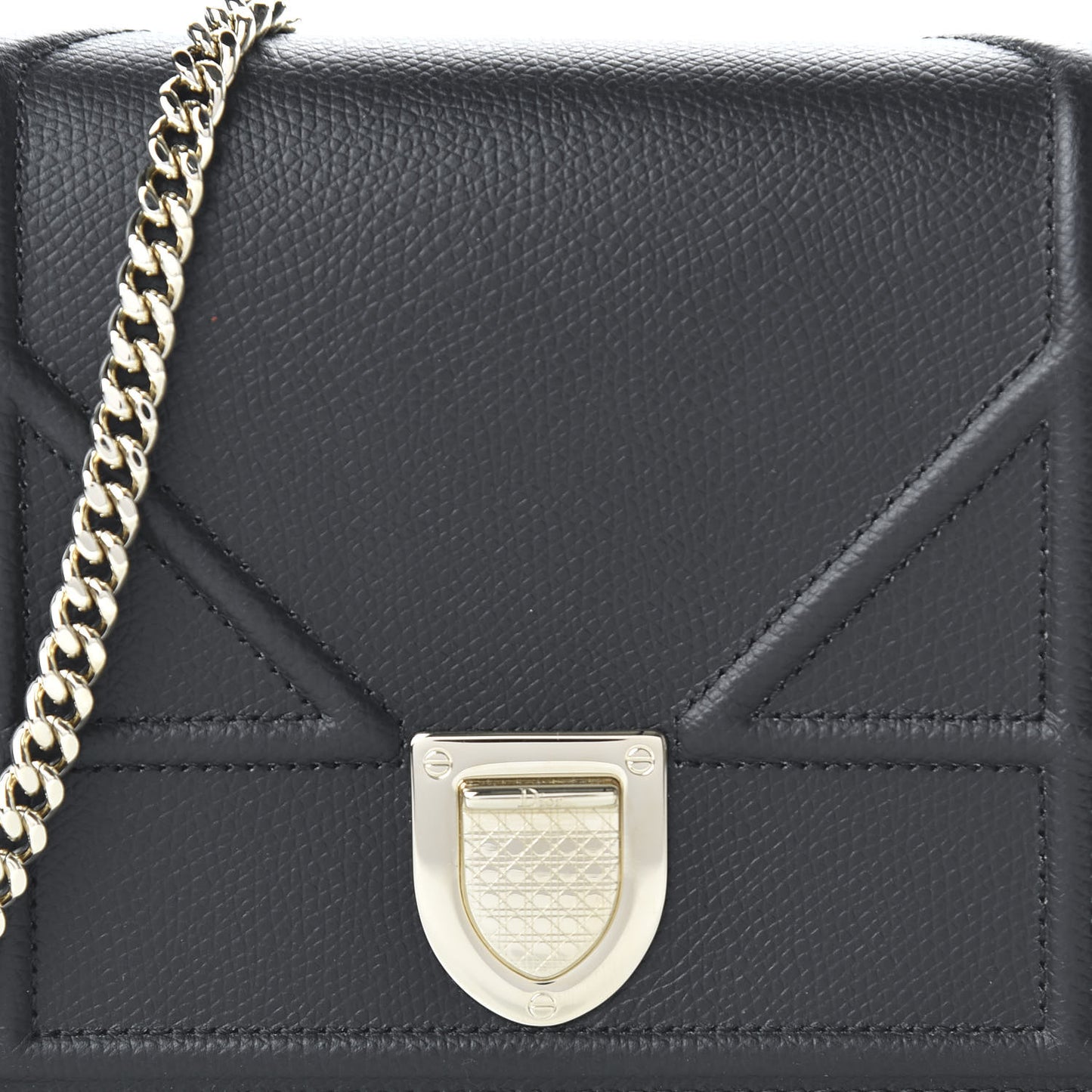 Grained Calfskin Diorama Wallet on Chain Pouch Black