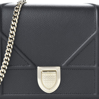 Christian Dior Grained Calfskin Diorama Wallet on Chain Pouch Black 9 of 9