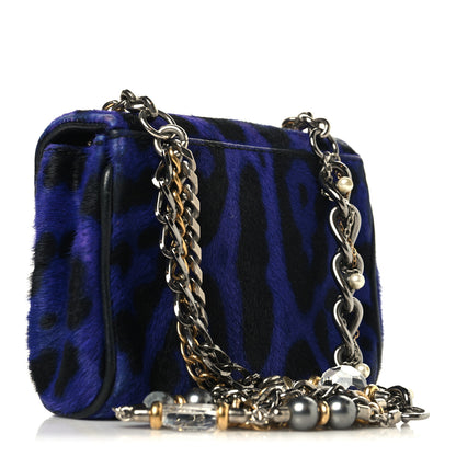 Dolce & Gabbana Pony Hair Leopard Print Shoulder Bag Purple 3 of 10