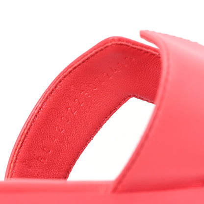 Hermes Box Calfskin Oran Sandals 38.5 Rouge Grenadine 9 of 10