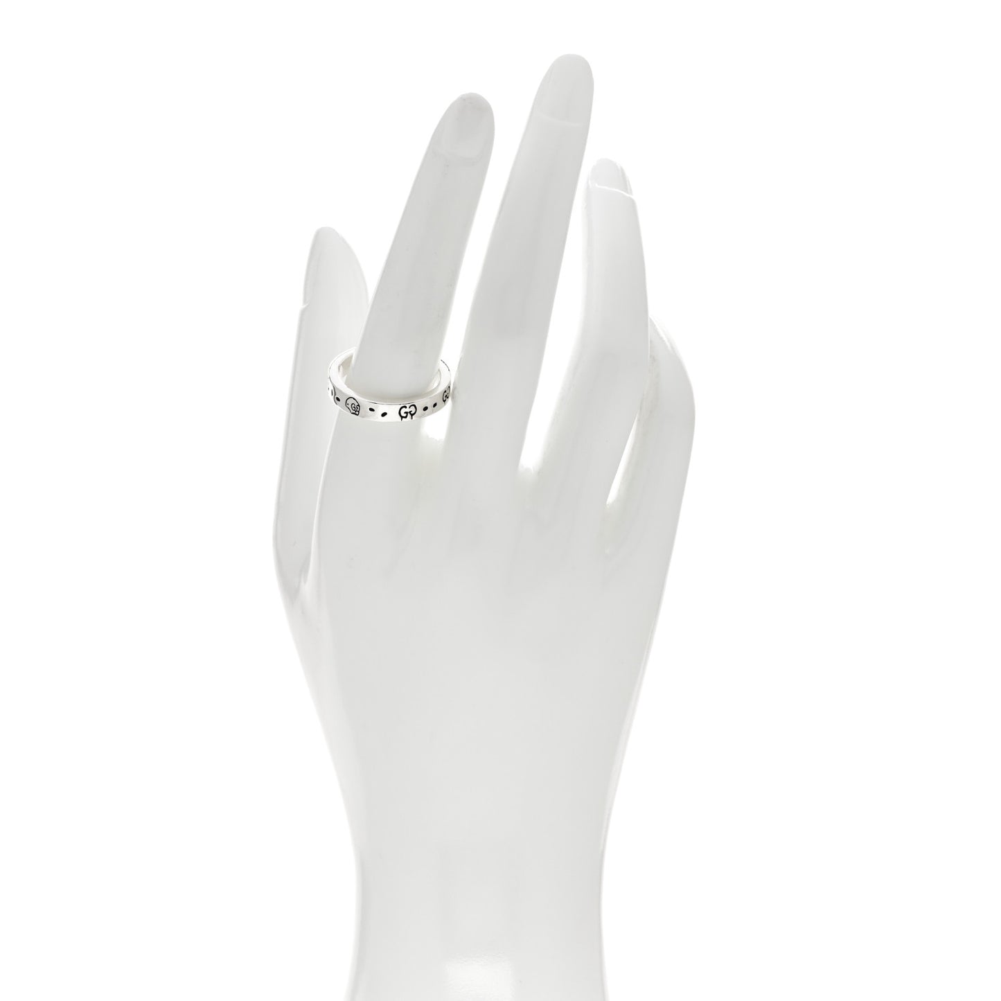 Sterling Silver GucciGhost Hamlet Skull Narrow Ring 58 8.5